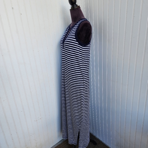 Gap Navy Blue White Stripe Knit Stretch Maxi Dress Shirt Long Dress Sleeveless S - Picture 5 of 14
